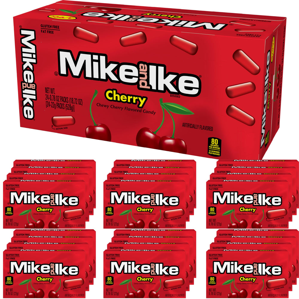 The Hampton Candy Company Mike and Ike Cherry 24-pack box for on-the-go snacking.