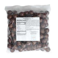 Close-up view of The Hampton Candy Company Milk Chocolate Malt Balls malt center