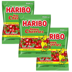 The Hampton Candy Company Happy Cherries 5oz bag showing chewy fruit delight for lunchboxes.