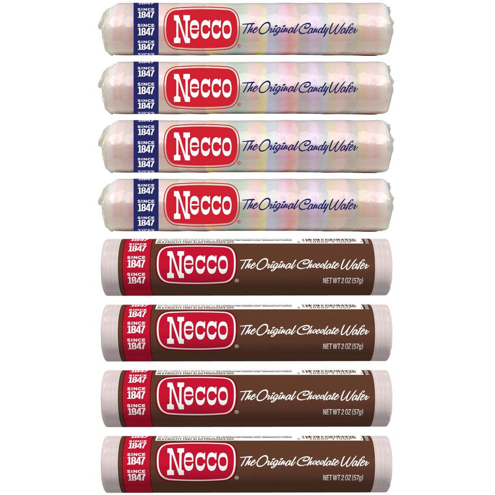The Hampton Candy Company Necco Wafers Original-Chocolate rolls front view, perfect for sharing at gatherings.