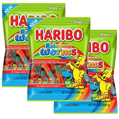 The Hampton Candy Rainbow Worms front view bag, ideal for party favors.