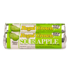 Regal Crown Roll flavors display highlighting sour grape, cherry, lemon, and apple varieties