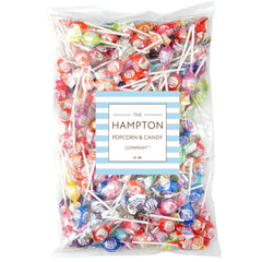 Hampton Charms Mini Pops assorted flavors display 18 flavors for variety lovers.