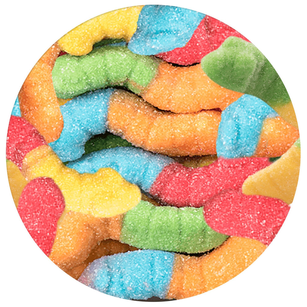 The Hampton Neon Sour Gummy Worms bag showing vibrant color for party bowls