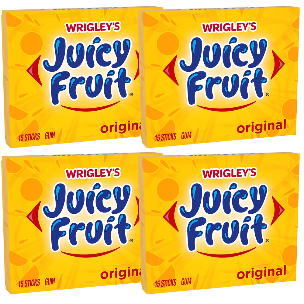 Wrigley Juicy Fruit gum 60 sticks in a four-pack, ideal for sharing at events.