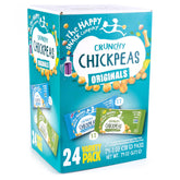 The Happy Snack Company sea salt balsamic chickpeas in a bag for on-the-go snacking.
