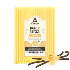 The Honey Jar vanilla flavored honey sticks pack, premium local honey