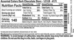 Madelaine Dark Chocolate Stars with colorful festive wraps for seasonal candy bowls