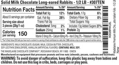 Close-up of the Madelaine bunny chocolate showing smooth milk chocolate texture.