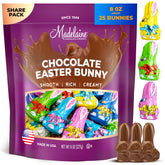 The Madelaine Chocolate Company Madelaine Easter bunny wrapped in color foil for gifting.