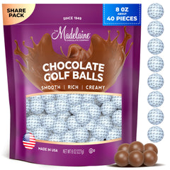 The Madelaine Chocolate Company solid milk golf ball foil-wrapped for elegant party favors