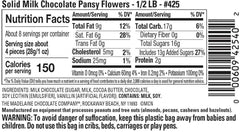 Madelaine pansy milk chocolate close-up showing premium center and creamy finish.