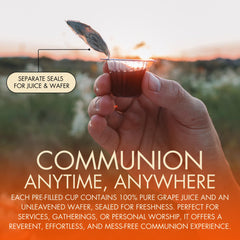 The Miracle Meal easy-open seal on a pre-filled communion cup.