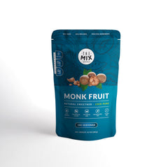 The Mix Superfoods Monk Fruit Pure bottle pour shows zero-calorie sweetness for beverages.
