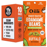 The Only Bean Buffalo Edamame Snacks bag showcases bold flavor and protein.