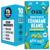 The Only Bean Crunchy Edamame Sea Salt bag, high-protein snack for on-the-go fuel.