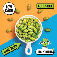 The Only Bean wasabi soy edamame packs—bold flavor with fiber for travel.