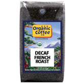 The Organic Coffee Co. decaf French roast packaging highlights USDA Organic quality for easy everyday coffee.