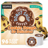 The Original Donut Shop Cookie Dough So Delicious pods on packaging for easy morning coffee.