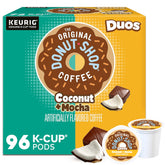 The Original Donut Shop Duos Coconut + Mocha pods pack is ready for convenient Keurig mornings.