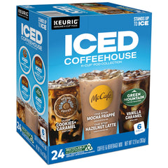 Brew-ready cup of The Original Donut Shop iced duos cookies and caramel coffee