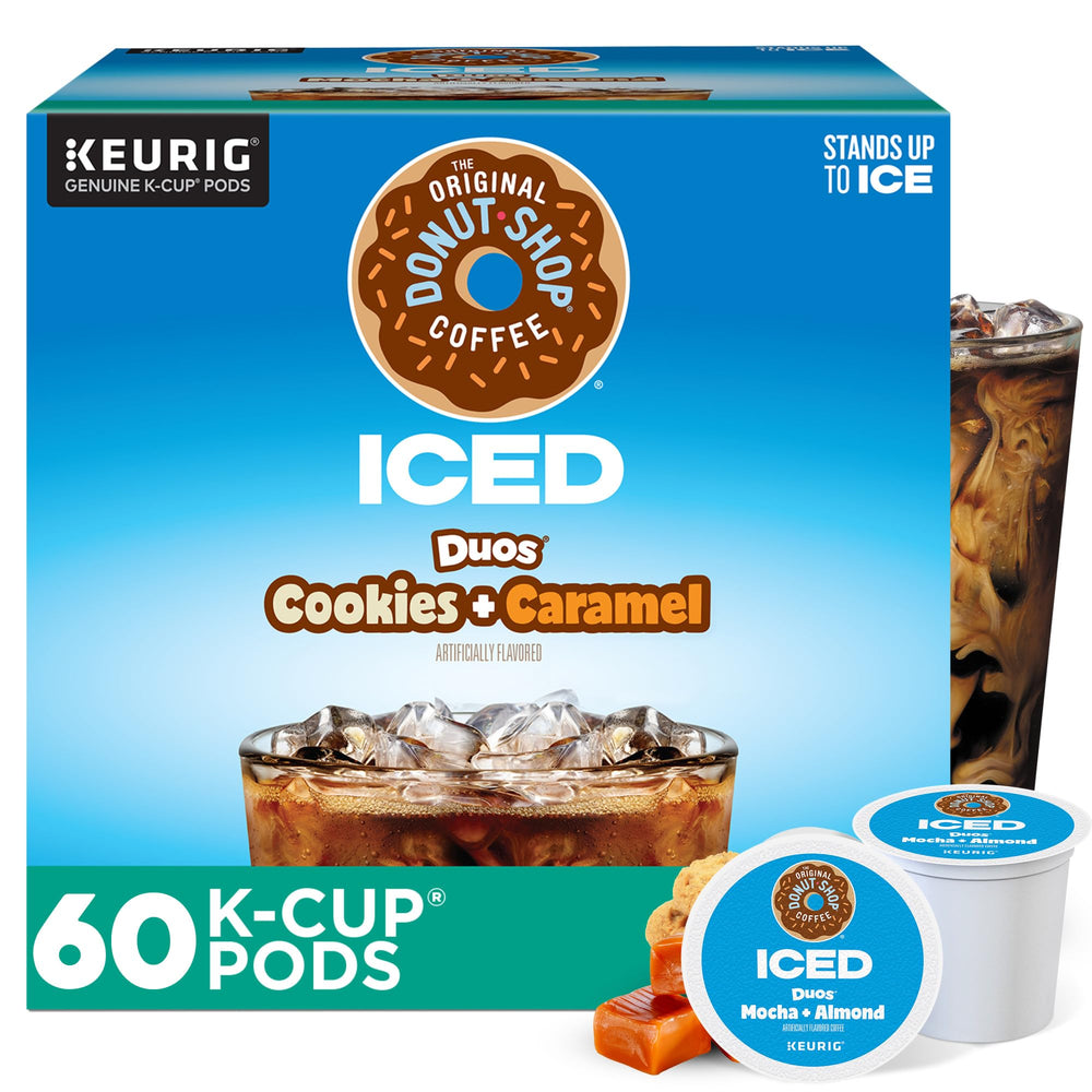 The Original Donut Shop ICED Duos pod on a counter, ideal for refreshing iced brews.