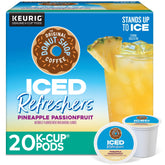 The Original Donut Shop Pineapple Passionfruit iced refreshers pod delivers tropical flavor for Keurig brews.