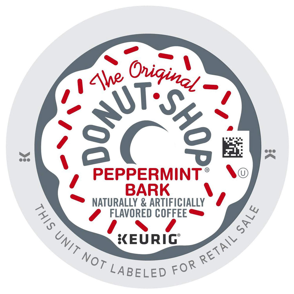 The Original Donut Shop Peppermint Bark K-Cup pods box front, ready to brighten your morning routine.