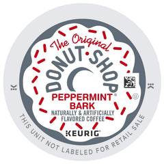 The Original Donut Shop Peppermint Bark K-Cup pods box front, ready to brighten your morning routine.