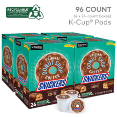 A Snickers coffee cup being poured into a mug for a fresh cup