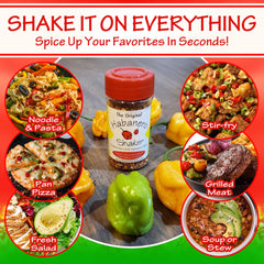The Original Habanero Shaker package front emphasizes gluten-free, additive-free spice.