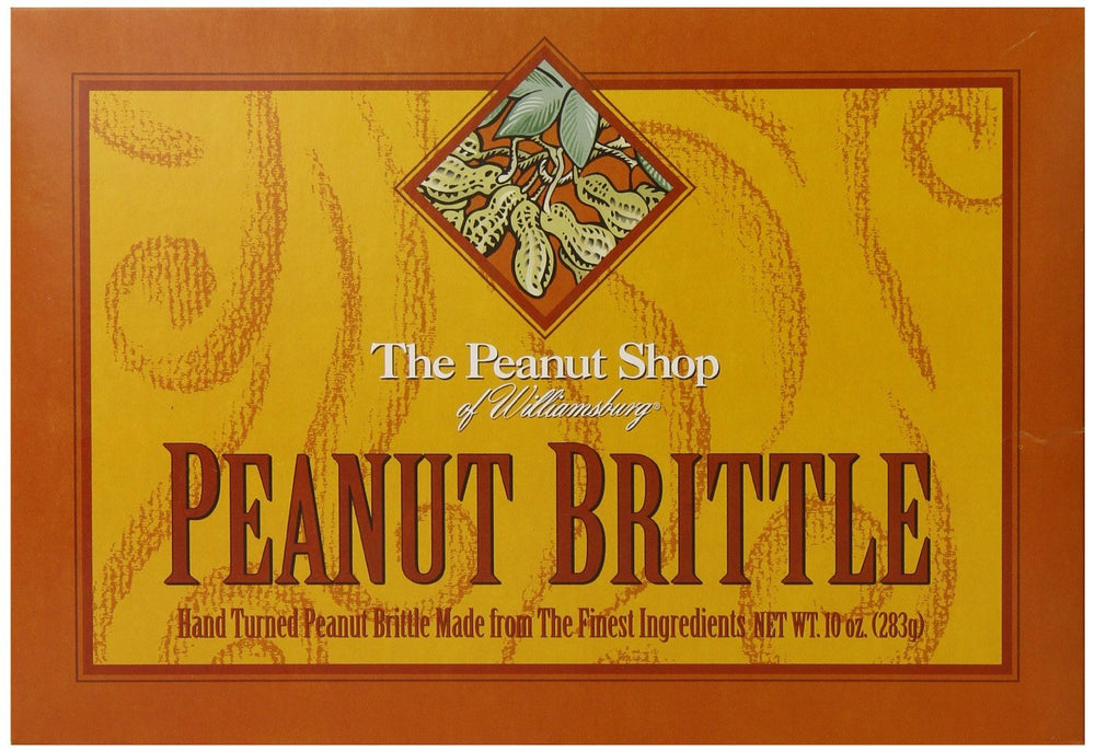 The Peanut Shop of Williamsburg Homestyle Brittle Box, nostalgic gift for sharing.