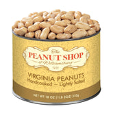 The Peanut Shop of Williamsburg lightly salted Virginia peanuts in a tin, premium snack for gatherings.