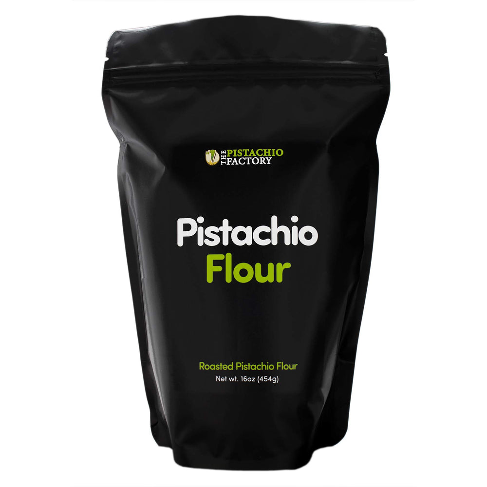 The Pistachio Factory pistachio flour close-up, gluten-free baking base.