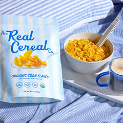 The Real Cereal Company Made in the USA seal on box, supporting domestic production.