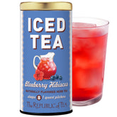 The Republic of Tea Blueberry Hibiscus Iced Tea bags for caffeine-free refreshment.