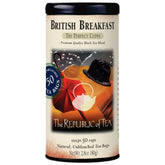 The Republic of Tea British Breakfast Tea tin with rich aroma for morning ritual.