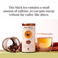 The Republic of Tea caffeine-high label indicating an energized start.
