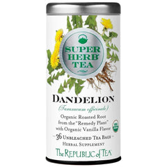The Republic of Tea Dandelion SuperHerb tea tin ready for daily caffeine-free rituals