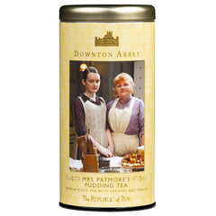 The Republic of Tea Downton Abbey Mrs. Patmore's Pudding Tea bags aligned in a box for quick steeping.