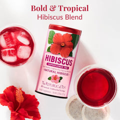 The Republic of Tea fruity hibiscus brew with rich, tropical notes.