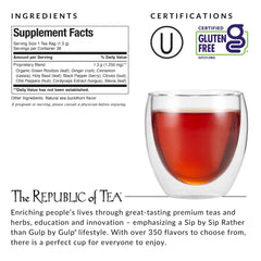 Get Burning steeping in a cup, releasing rich spice and rooibos notes.