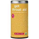 The Republic of Tea Get Throat Aid tea tin on shelf with warm aroma