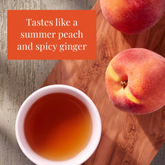 The Republic of Tea Ginger Peach Black Tea being poured with fragrant steam