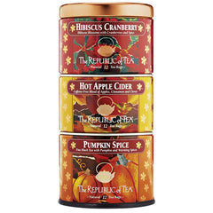 The Republic of Tea Harvest Stackable Tin collection for autumn gifting and sharing.