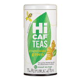 HiCAF Gingermint Green Tea bags by The Republic of Tea ready for a zesty caffeine boost