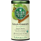 The Republic of Tea Lean Green tea bag label highlights organic blend for daily energy.