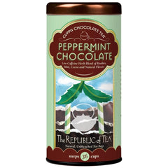 The Republic of Tea Peppermint Cuppa Chocolate tea bags for low-caffeine indulgence.