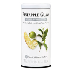 The Republic of Tea Pineapple Guava White Tea bag ready to brew for a light tropical cup.