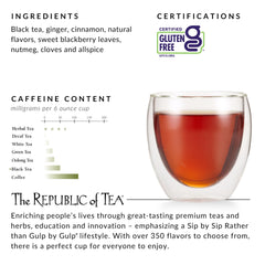 The Republic of Tea Pumpkin Spice Black Tea steeping cup releasing rich spice aroma.